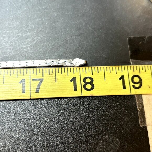 Sterling Silver 925 Flattened Curb Herringbone Necklace 18'' L Spring Ring Clasp - Picture 7 of 11